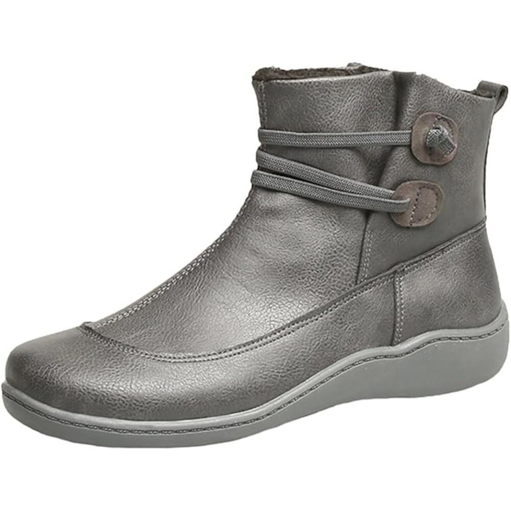 Women Ankle Boots Low Heel Slip on Comfortable Booties Gray Size 8US / 39CN - Picture 9 of 12